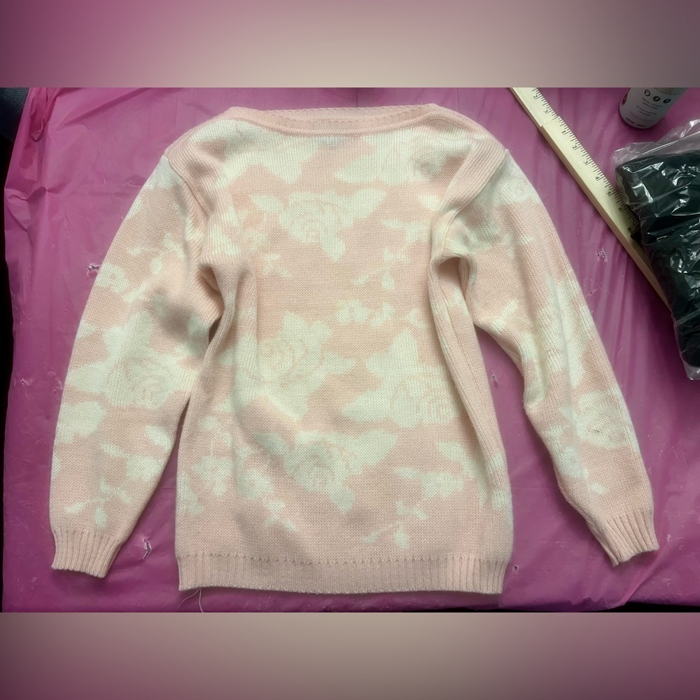 Knitivo Floral Knit Sweater Vintage Oversized Medium